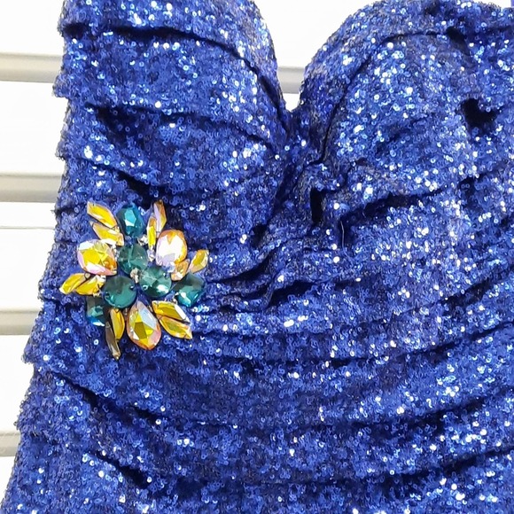 Anny Lee Womens Dress Size Large Blue Strapless Prom - Picture 3 of 9